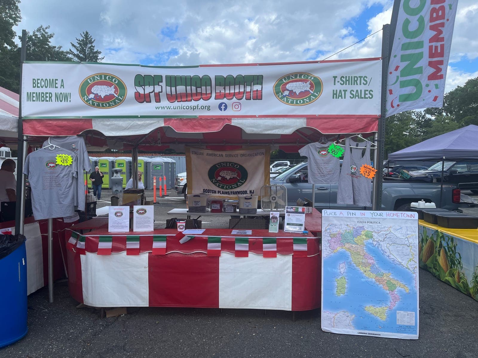 The Scotch Plains-Fanwood UNICO booth displayed its festival information and map-of-Italy activity.